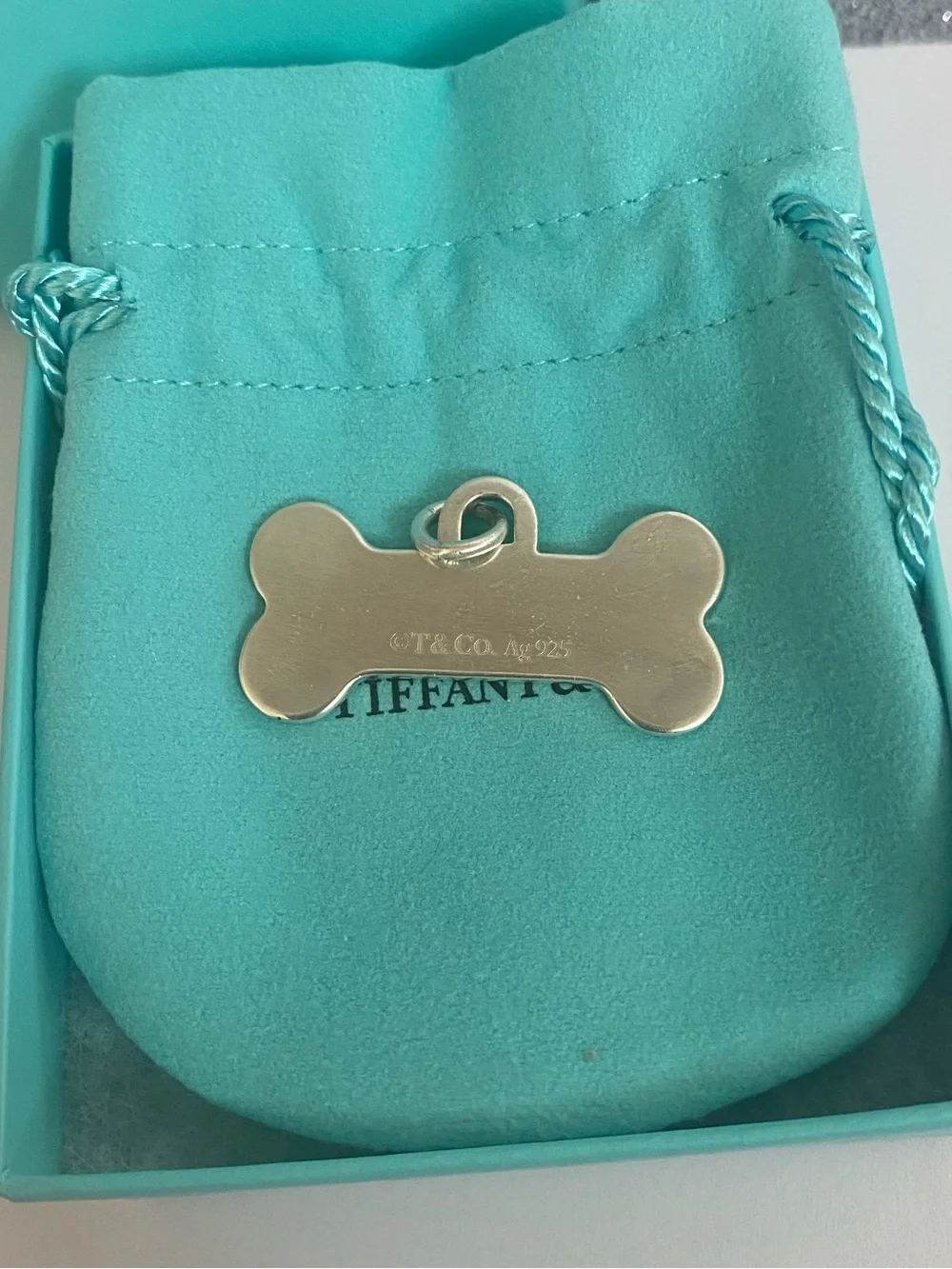 Tiffany & Co. Silver Blue Outline Dog Bone